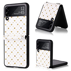 Custodia Lusso Pelle e Plastica Opaca Cover R07 per Samsung Galaxy Z Flip3 5G Oro