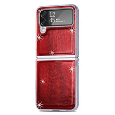 Custodia Lusso Pelle e Plastica Opaca Cover R08 per Samsung Galaxy Z Flip4 5G Rosso