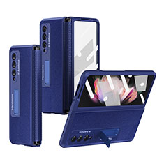Custodia Lusso Pelle e Plastica Opaca Cover R09 per Samsung Galaxy Z Fold3 5G Blu