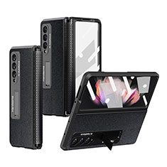 Custodia Lusso Pelle e Plastica Opaca Cover R09 per Samsung Galaxy Z Fold4 5G Nero