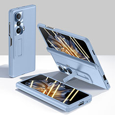 Custodia Lusso Pelle e Plastica Opaca Cover S01 per Huawei Honor Magic Vs 5G Azzurro