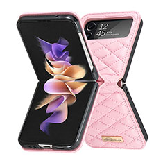 Custodia Lusso Pelle e Plastica Opaca Cover S02 per Samsung Galaxy Z Flip4 5G Oro Rosa