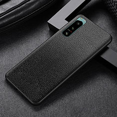 Custodia Lusso Pelle e Plastica Opaca Cover S02 per Sony Xperia 5 IV Nero