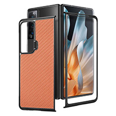 Custodia Lusso Pelle e Plastica Opaca Cover S02D per Huawei Honor Magic Vs Ultimate 5G Arancione