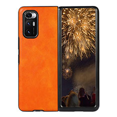 Custodia Lusso Pelle e Plastica Opaca Cover S03 per Xiaomi Mix Fold 5G Arancione