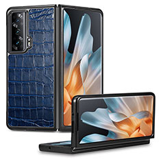 Custodia Lusso Pelle e Plastica Opaca Cover S03D per Huawei Honor Magic Vs Ultimate 5G Blu