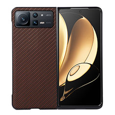 Custodia Lusso Pelle e Plastica Opaca Cover S04 per Xiaomi Mix Fold 2 5G Marrone