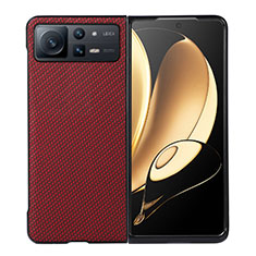 Custodia Lusso Pelle e Plastica Opaca Cover S04 per Xiaomi Mix Fold 2 5G Rosso