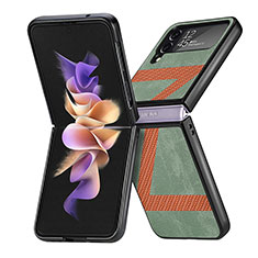 Custodia Lusso Pelle e Plastica Opaca Cover S05 per Samsung Galaxy Z Flip4 5G Verde