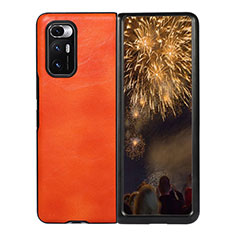 Custodia Lusso Pelle e Plastica Opaca Cover S05 per Xiaomi Mix Fold 5G Arancione