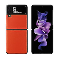 Custodia Lusso Pelle e Plastica Opaca Cover S06 per Samsung Galaxy Z Flip3 5G Arancione