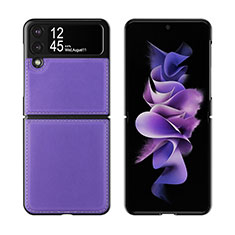 Custodia Lusso Pelle e Plastica Opaca Cover S06 per Samsung Galaxy Z Flip3 5G Viola