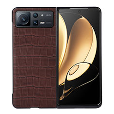 Custodia Lusso Pelle e Plastica Opaca Cover S06 per Xiaomi Mix Fold 2 5G Marrone