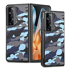 Custodia Lusso Pelle e Plastica Opaca Cover S06D per Huawei Honor Magic Vs Ultimate 5G Blu