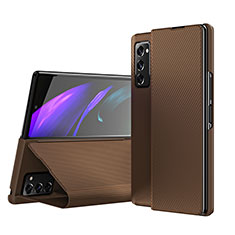 Custodia Lusso Pelle e Plastica Opaca Cover S07 per Samsung Galaxy Z Fold2 5G Marrone