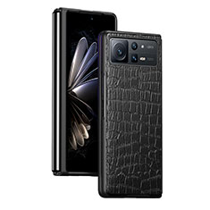 Custodia Lusso Pelle e Plastica Opaca Cover S07 per Xiaomi Mix Fold 2 5G Nero