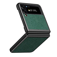Custodia Lusso Pelle e Plastica Opaca Cover S09 per Samsung Galaxy Z Flip4 5G Verde