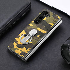 Custodia Lusso Pelle e Plastica Opaca Cover S10D per Samsung Galaxy Z Fold5 5G Giallo