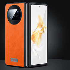 Custodia Lusso Pelle e Plastica Opaca Cover SD1 per Huawei Mate X3 Arancione