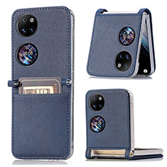 Custodia Lusso Pelle e Plastica Opaca Cover SD1 per Huawei P60 Pocket Blu