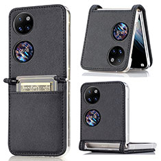Custodia Lusso Pelle e Plastica Opaca Cover SD1 per Huawei P60 Pocket Nero