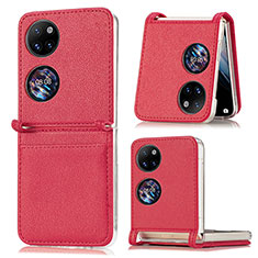 Custodia Lusso Pelle e Plastica Opaca Cover SD1 per Huawei Pocket S Rosso