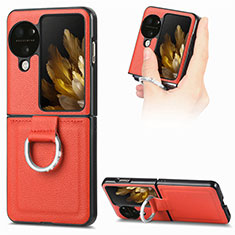 Custodia Lusso Pelle e Plastica Opaca Cover SD1 per Oppo Find N3 Flip 5G Arancione