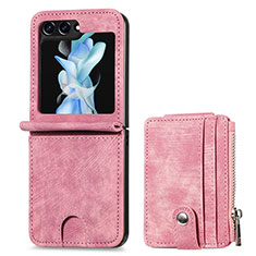 Custodia Lusso Pelle e Plastica Opaca Cover SD7 per Samsung Galaxy Z Flip5 5G Rosa