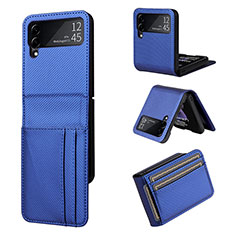 Custodia Lusso Pelle e Plastica Opaca Cover T01 per Samsung Galaxy Z Flip4 5G Blu