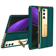 Custodia Lusso Pelle e Plastica Opaca Cover T02 per Samsung Galaxy Z Fold2 5G Verde