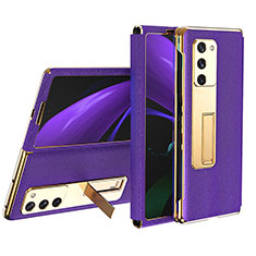 Custodia Lusso Pelle e Plastica Opaca Cover T02 per Samsung Galaxy Z Fold2 5G Viola