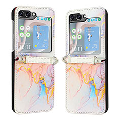 Custodia Lusso Pelle e Plastica Opaca Cover YB1 per Samsung Galaxy Z Flip5 5G Multicolore
