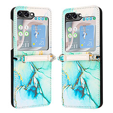 Custodia Lusso Pelle e Plastica Opaca Cover YB1 per Samsung Galaxy Z Flip5 5G Verde