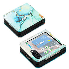 Custodia Lusso Pelle e Plastica Opaca Cover YB2 per Samsung Galaxy Z Flip5 5G Verde
