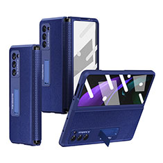 Custodia Lusso Pelle e Plastica Opaca Cover Z03 per Samsung Galaxy Z Fold2 5G Blu