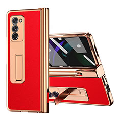 Custodia Lusso Pelle e Plastica Opaca Cover Z04 per Samsung Galaxy Z Fold2 5G Rosso