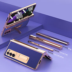 Custodia Lusso Pelle e Plastica Opaca Cover Z05 per Samsung Galaxy Z Fold2 5G Blu