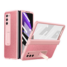 Custodia Lusso Pelle e Plastica Opaca Cover Z06 per Samsung Galaxy Z Fold2 5G Oro Rosa