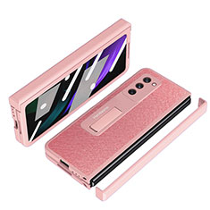 Custodia Lusso Pelle e Plastica Opaca Cover Z07 per Samsung Galaxy Z Fold2 5G Oro Rosa