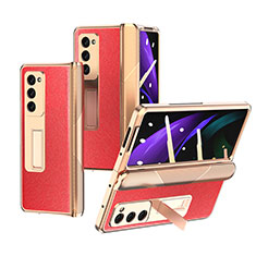 Custodia Lusso Pelle e Plastica Opaca Cover Z09 per Samsung Galaxy Z Fold2 5G Rosso