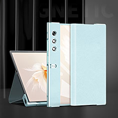 Custodia Lusso Pelle e Plastica Opaca Cover ZL1 per Huawei Honor V Purse 5G Ciano