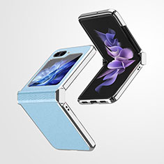Custodia Lusso Pelle e Plastica Opaca Cover ZL1 per Samsung Galaxy Z Flip5 5G Blu