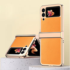 Custodia Lusso Pelle e Plastica Opaca Cover ZL2 per Samsung Galaxy Z Flip3 5G Arancione