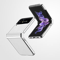 Custodia Lusso Pelle e Plastica Opaca Cover ZL2 per Samsung Galaxy Z Flip4 5G Argento