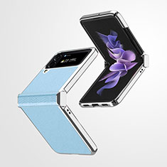 Custodia Lusso Pelle e Plastica Opaca Cover ZL2 per Samsung Galaxy Z Flip4 5G Blu