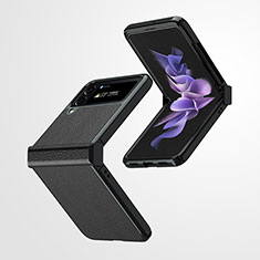 Custodia Lusso Pelle e Plastica Opaca Cover ZL2 per Samsung Galaxy Z Flip4 5G Nero