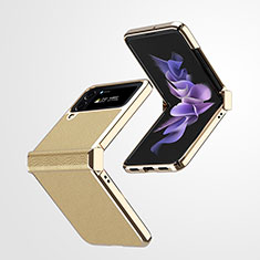 Custodia Lusso Pelle e Plastica Opaca Cover ZL2 per Samsung Galaxy Z Flip4 5G Oro