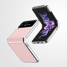 Custodia Lusso Pelle e Plastica Opaca Cover ZL2 per Samsung Galaxy Z Flip4 5G Oro Rosa