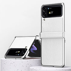 Custodia Lusso Pelle e Plastica Opaca Cover ZL3 per Samsung Galaxy Z Flip4 5G Bianco