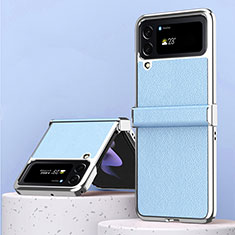 Custodia Lusso Pelle e Plastica Opaca Cover ZL3 per Samsung Galaxy Z Flip4 5G Blu